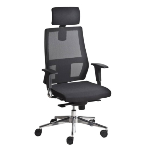 Poltrona semi-direzionale Seditaly Unica Syncro tessuto ignifugo Nero braccioli regolabili e poggiatesta - UCGPS11EGB833