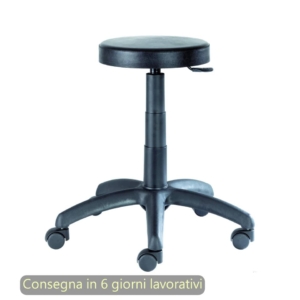 Sgabello tecnico Work 50 tondello in PU flessibile e lavabile Nero Seditaly medio - LBHSF0000PU01