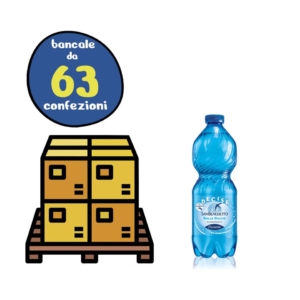 Bancale 63 confezioni da 24 bottigliette da 500 ml di Acqua Minerale Frizzante San Benedetto