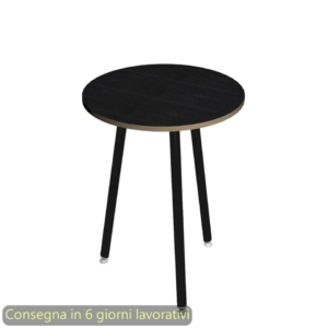 Tavolo riunione rotondo alto Skinny Metal Ø80xh.105 cm con 3 gambe metalliche Bianche Artexport piano Nero