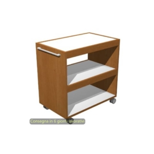 Carrello su ruote a 3 ripiani angolo Ristoro 70x43,8xh.73 cm Artexport Noce chiaro/Bianco - 2851/34