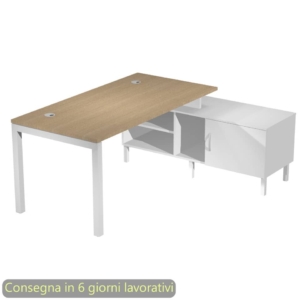 Scrivania piano Rovere 160x80xh.72,5 cm gamba a ponte in metallo Bianco piano Rovere - SOL160/C-AM