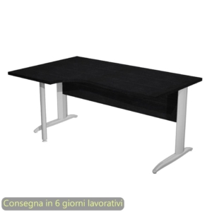 Scrivania angolare sinistra Nero venato frassino 160x60/80/100xh.72 cm gamba a L metallo cromato Presto Compact