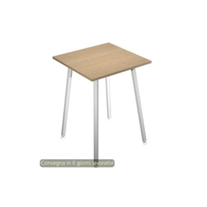 Tavolo alto Skinny Metal 80x80xh.105 cm con gambe metalliche Bianche Artexport piano Rovere - 6401-DJC-C-AN