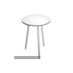 Tavolo rotondo Skinny Metal Ø80xh.74,4 cm con gambe metalliche Bianche Artexport piano Bianco - 6408-DJD-3C-AN