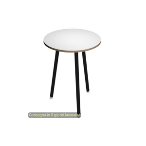 Tavolo riunione rotondo alto Skinny Metal Ø80xh.105 cm con 3 gambe metalliche Bianche Artexport piano Bianco