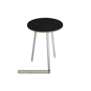 Tavolo rotondo Skinny Metal Ø80xh.74,4 cm con gambe metalliche Bianche Artexport piano Nero - 6408-DJD-8C-AN