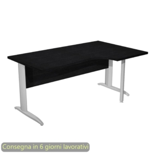 Scrivania angolare destra piano Nero 160x60/80/100xh.72 cm gamba a L metallo cromato Presto Compact - 008K211/8/AR
