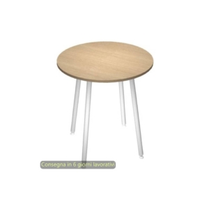 Tavolo rotondo Skinny Metal Ø100xh.74,4 cm con gambe metalliche Bianche Artexport piano Rovere - 6410-DJD-C-AN