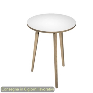 Tavolo riunione rotondo alto Woody Ø80xh.105 cm con 3 gambe Rovere Artexport piano Bianco - 6408-DKD-3C-AQ