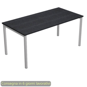 Scrivania piano Nero venato frassino 120x80xh.72,5 cm gamba a ponte metallo Grigio Presto Venere Plus 664/8