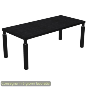 Scrivania direzionale piano Nero venato frassino 210x90xh.74 cm gamba metallo Nero opaco sezione quadrata Flora 902G/8-AQ
