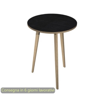 Tavolo riunione rotondo alto Woody Ø80xh.105 cm con 3 gambe Rovere Artexport piano Nero - 6408-DKD-8C-AQ