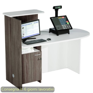 Postazione reception compatta destra 142,5x83xh.117,2 cm Artexport Bianco/Frassino toscano - 17110/DX/3F