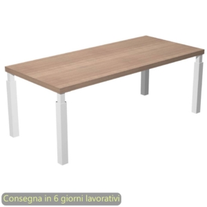 Scrivania direzionale piano Noce arabis 180x90xh.74 cm gamba metallo Bianco sezione quadrata Flora - 01G/K-AM