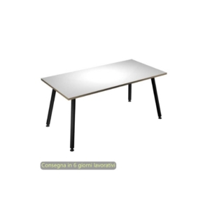 Scrivania piano Bianco 160x80xh.74,4 cm gamba metallo tubolare Nero opaco linea Skinny Metal Artexport - 6403-DJA-3C-AQ