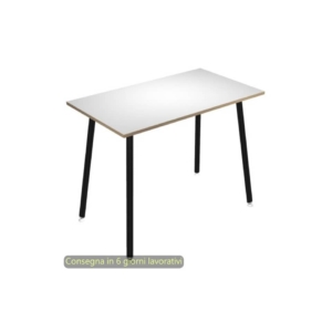 Tavolo alto Skinny Metal 160x80xh.105 cm con gambe metalliche Nere Artexport piano Bianco - 6403-DJC-3C-AQ