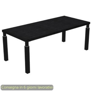 Scrivania direzionale piano Nero venato frassino 180x90xh.74 cm gamba metallo Nero opaco sezione quadrata Flora 901G/8-AQ