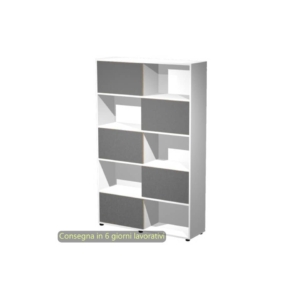 Libreria alta 120x35xh.190,6 cm con 5 ante scorrevoli struttura Bianca Blade Artexport ante Antracite - 17060/3T