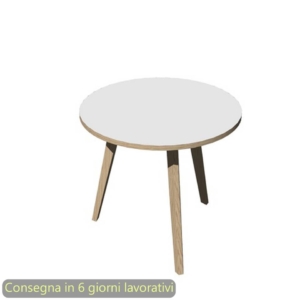 Tavolo riunione rotondo Woody Ø80xh.74,4 cm con 3 gambe Rovere Artexport piano Bianco - 6408-DKA-3C-AQ