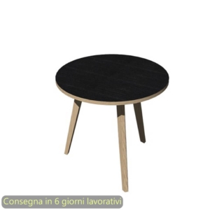 Tavolo riunione rotondo Woody Ø80xh.74,4 cm con 3 gambe Rovere Artexport piano Nero - 6408-DKA-8C-AQ