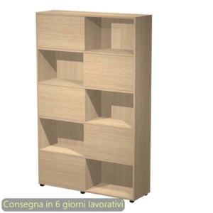 Libreria alta Tetris 5 ripiani con ante scorrevoli 120x35xh.190,6 cm Artexport Rovere - 17060/CC