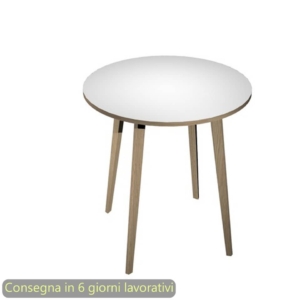 Tavolo riunione rotondo alto Woody Ø100xh.105 cm con 3 gambe Rovere Artexport piano Bianco - 6410-DKD-3C-AQ