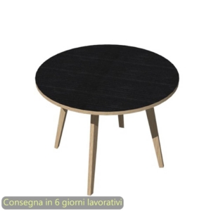Tavolo riunione rotondo basso Woody Ø100xh.74,4 cm con 3 gambe Rovere Artexport piano Nero - 6410-DKA-8C-AQ