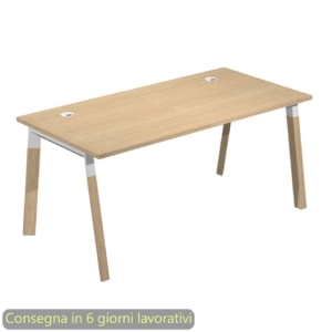 Scrivania piano Rovere 160x80xh.72,5 cm gamba inclinata legno e metallo Bianco Artexport piano Rovere - W160-C-AM