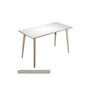 Tavolo alto Woody 180x80xh.105 cm con gambe Rovere Artexport piano Bianco 6405-DKC-3C-AQ