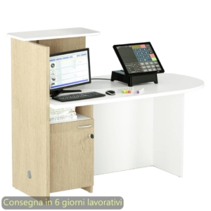 Postazione reception compatta destra 142,5x83xh.117,2 cm Artexport Bianco/Rovere - 17110/DX/3C