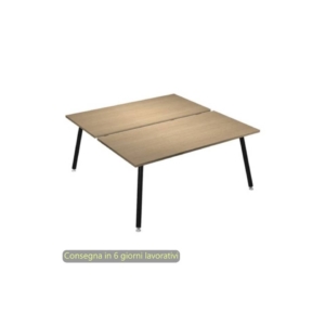 Scrivania bench doppia piano Rovere 120x166xh.74,4 cm gamba metallo tubolare Nero opaco Skinny Metal 6404B-DJA-C-AQ
