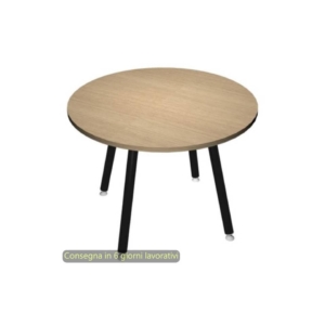 Tavolo rotondo Skinny Metal Ø100xh.74,4 cm con gambe metalliche Nere Artexport piano Rovere - 6410-DJA-C-AQ