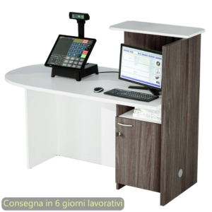 Postazione reception compatta sinistra 142,5x83xh.117,2 cm Artexport Bianco/Frassino toscano - 17110/SX/3F