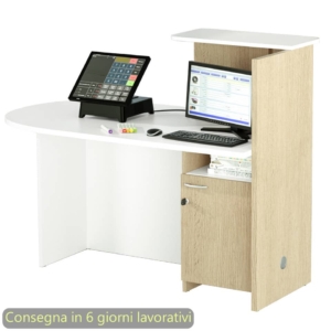 Postazione reception compatta sinistra 142,5x83xh.117,2 cm Artexport Bianco/Rovere - 17110/SX/3C