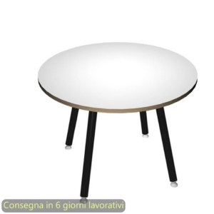 Tavolo riunione rotondo Skinny Metal Ø100xh.74,4 cm con 3 gambe metalliche Bianche Artexport piano Bianco - 6410-DJA-3C-AN