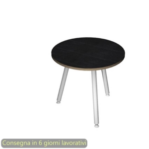 Tavolo riunione rotondo Skinny Metal Ø80xh.74,4 cm con 3 gambe metalliche Bianche Artexport piano Nero - 6408-DJA-8C-AN