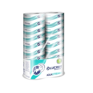 Carta igienica fascettata Aquastream 2 veli - formato hotel - 200 strappi - Lucart Professional (conf.6 rotoli)