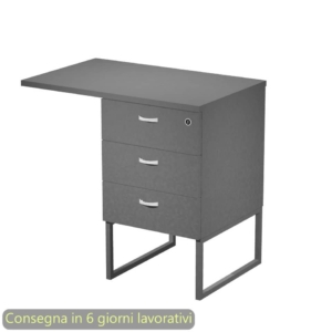 Cassettiera alta 3 cassetti con Top Artexport Blade Antracite - supporto metallo Antracite - 80x50/50X80xh.74,4 cm - Montata - 419MET+TOP80/T-AF