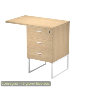 Cassettiera alta 3 cassetti con Top Artexport Blade Rovere - supporto metallo Bianco - 80x50/50X80xh.74,4 cm - Montata - 419MET+TOP80/C-AN