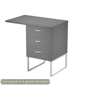 Cassettiera alta 3 cassetti con Top Artexport Blade Antracite - supporto metallo Bianco - 80x50/50X80xh.74,4 cm - Montata - 419MET+TOP80/T-AN