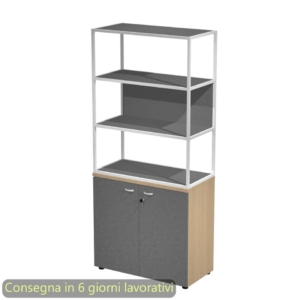 Armadio Rovere ante Antracite con libreria media metallica Bianca - ripiani Antracite 90x46xh.204 cm Artexport Blade