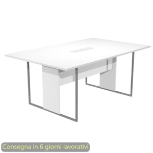 Tavolo riunioni con top access Bianco 180x110xh.74,4 cm strutura in metallo Antracite Blade Artexport piano Bianco