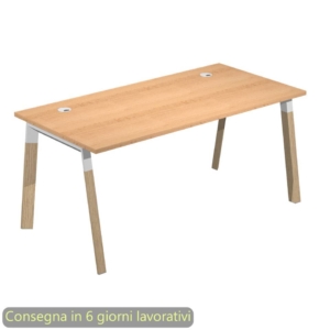 Scrivania piano Faggio 120x80xh.72,5 cm gamba inclinata legno e metallo Bianco Artexport piano Faggio - W120-6-AM