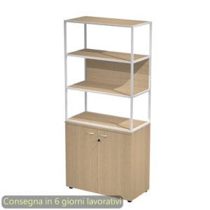 Armadio Rovere ante Rovere con libreria media metallica Bianca - ripiani Rovere 90x46xh.204 cm Artexport Blade