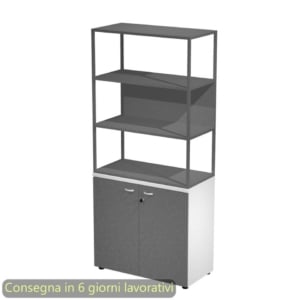 Armadio Bianco ante Antracite con libreria media metallica Antracite - ripiani Antracite 90x46xh.204 cm Artexport Blade
