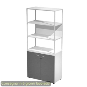 Armadio Bianco ante Antracite con libreria media metallica Bianca - ripiani Bianchi 90x46xh.204 cm Artexport Blade