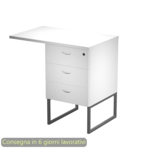 Cassettiera alta 3 cassetti con Top Artexport Blade Bianca - supporto metallo Antracite - 80x50/50X80xh.74,4 cm - Montata - 419MET+TOP80/3-AF