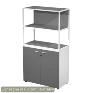 Armadio basso Bianco ante Antracite con libreria metallica Bianca - ripiani Antracite 90x46xh.165 cm Artexport Blade