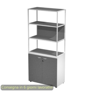 Armadio Bianco ante Antracite con libreria media metallica Bianca - ripiani Antracite 90x46xh.204 cm Artexport Blade